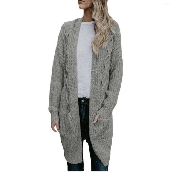 Autumn Cashmere Grey Mixed Knit Maxi Cardigan Sweater Small - Picture 5 of 8